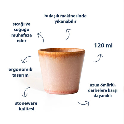 Stoneware Espresso Bardağı - Gonca Pembe