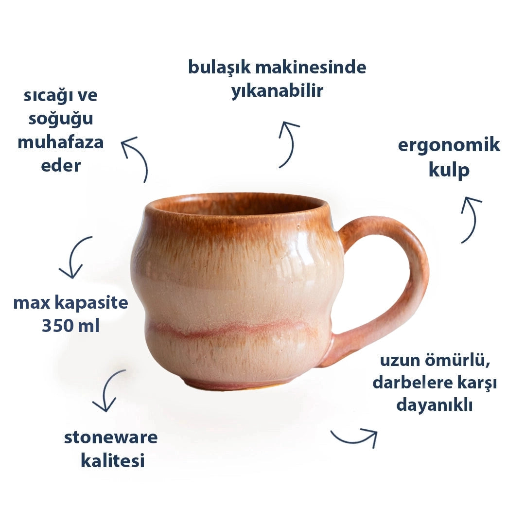 Stoneware Büyük Kupa - Gonca Pembe