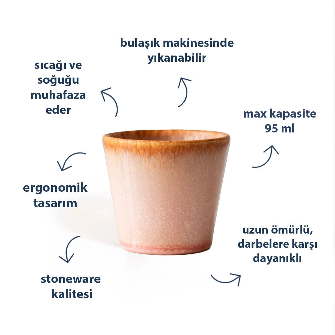 Stoneware Espresso Bardağı - Gonca Pembe