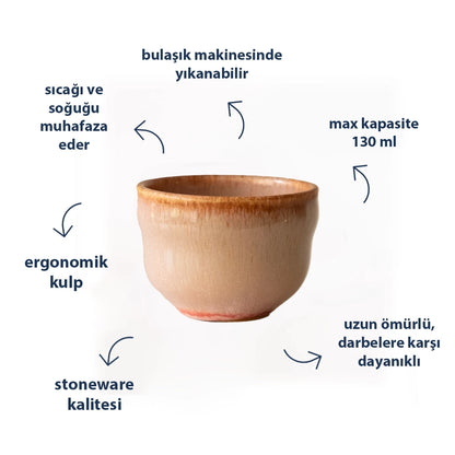 Stoneware Cortado Bardak - Gonca Pembe