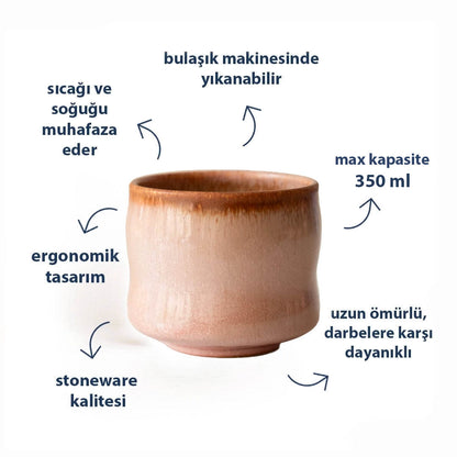 Stoneware Büyük Bardak - Gonca Pembe