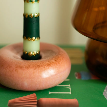 Stoneware Donut Şamdan - Gonca Pembe