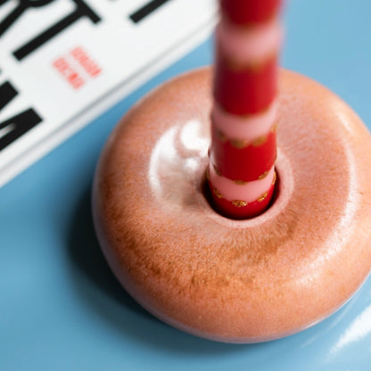Stoneware Donut Şamdan - Gonca Pembe