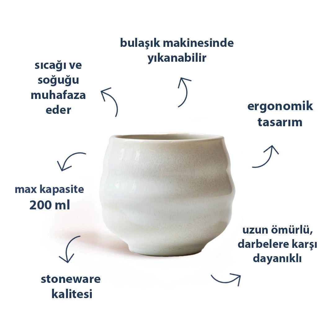 Stoneware Bardak - İnci Beyaz