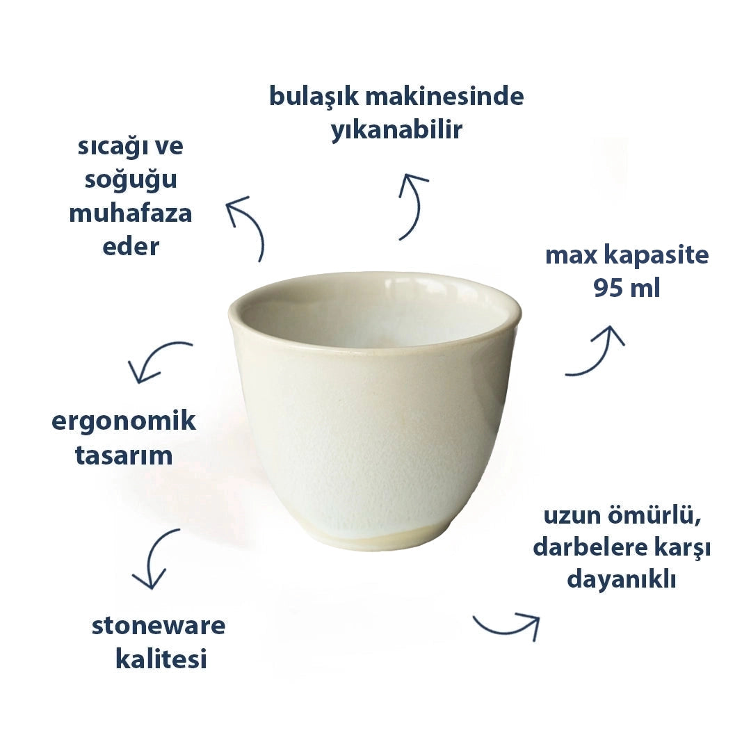 Stoneware Espresso Chawan - İnci Beyaz