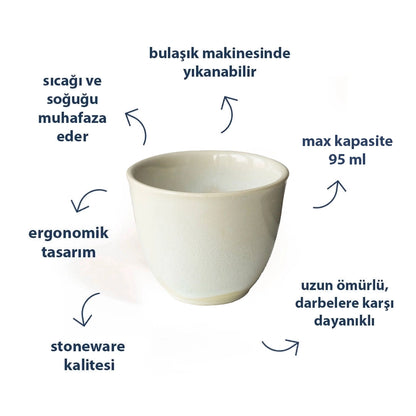 Stoneware Espresso Chawan - İnci Beyaz