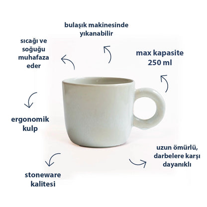 Stoneware Kupa - İnci Beyaz
