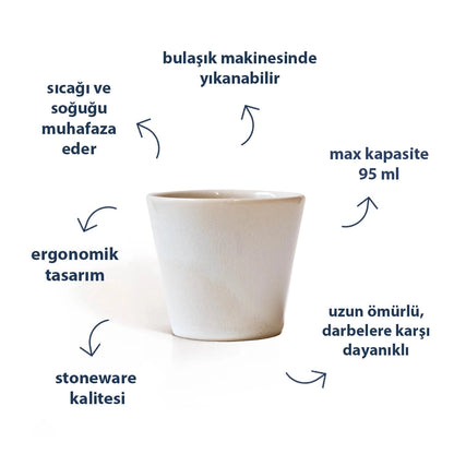 Stoneware Espresso Bardağı - İnci Beyaz