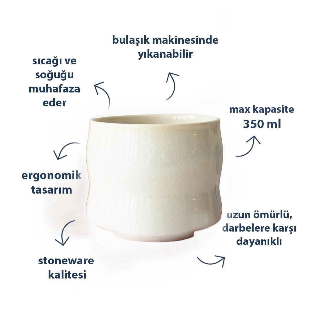 Stoneware Büyük Bardak - İnci Beyaz