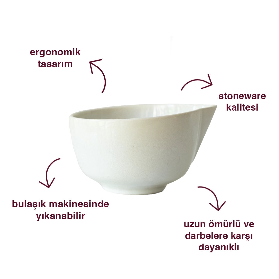 Stoneware Matcha Kasesi - İnci Beyaz