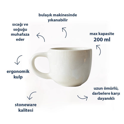 Stoneware Orta Boy Kupa - İnci Beyaz