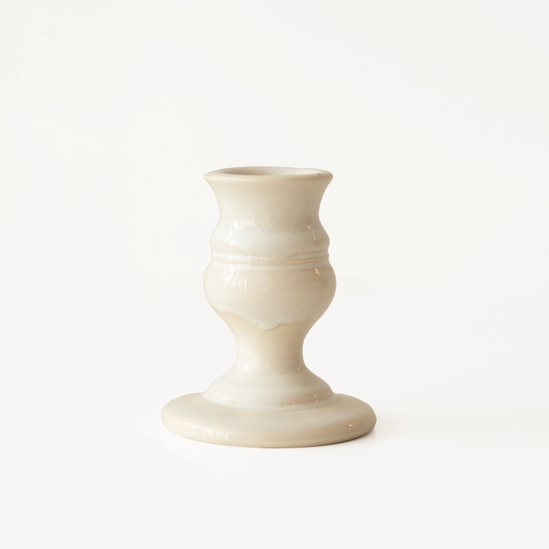 Stoneware Şamdan - İnci Beyaz