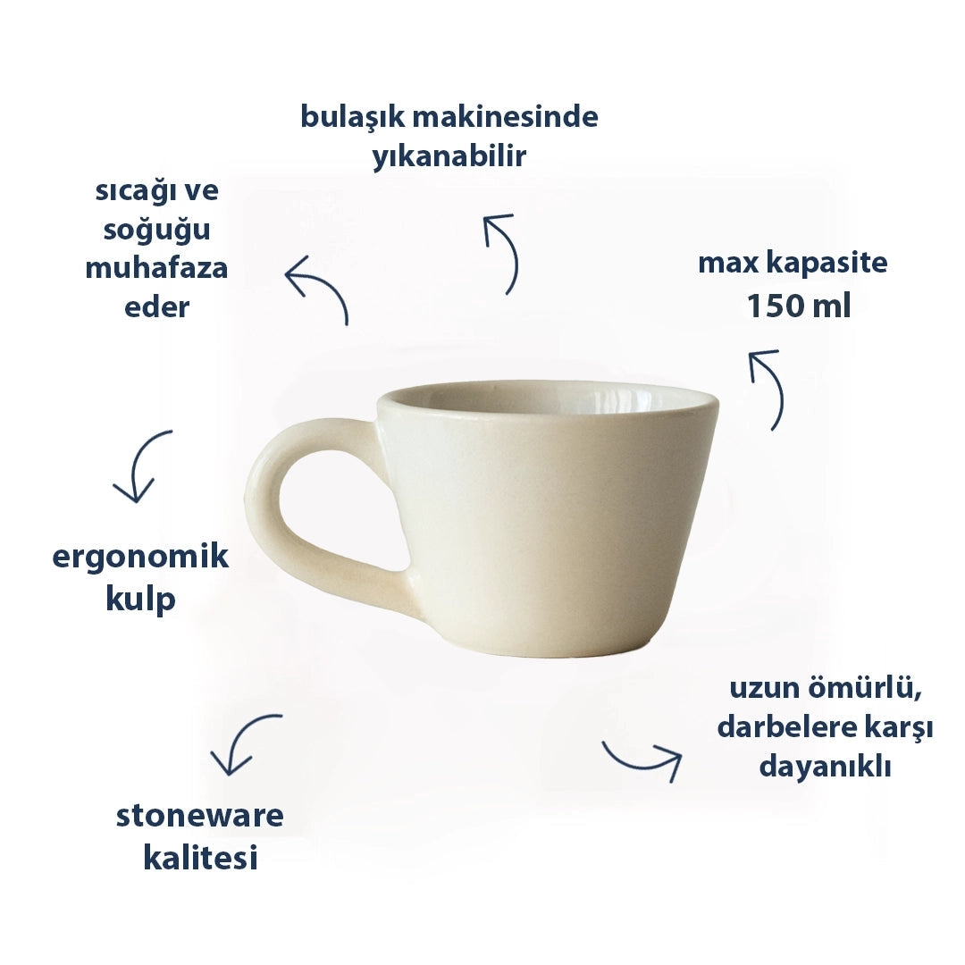 Stoneware Küçük Boy Kupa - İnci Beyaz