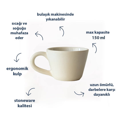 Stoneware Küçük Boy Kupa - İnci Beyaz