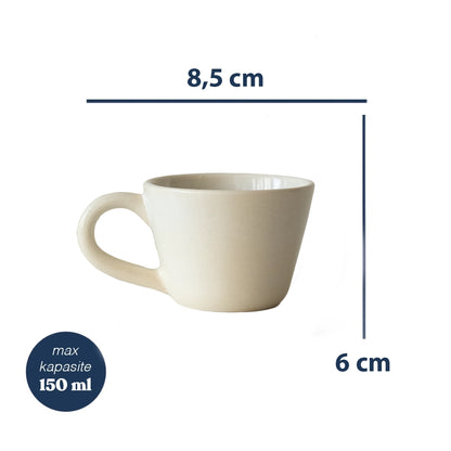 Stoneware Küçük Boy Kupa - İnci Beyaz
