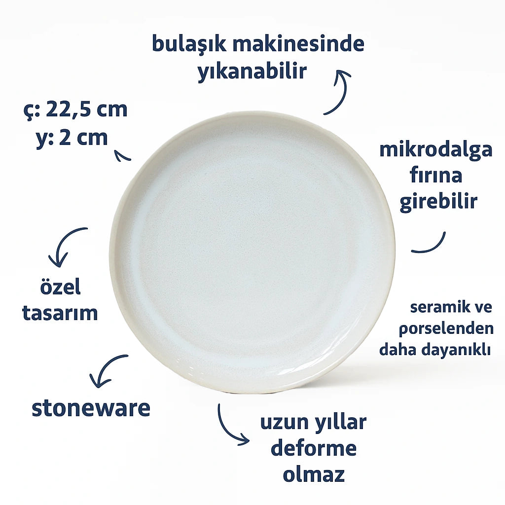 Stoneware Kahvaltı Tabağı - İnci Beyaz