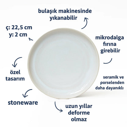 Stoneware Kahvaltı Tabağı - İnci Beyaz