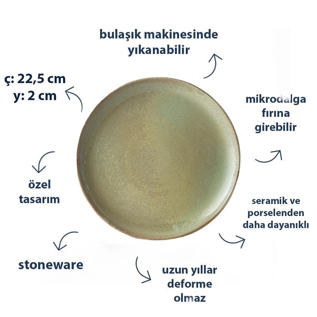 Stoneware Kahvaltı Tabağı - Müdavim Yeşil
