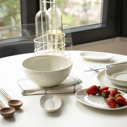 Stoneware Orta Kayık Tabak - İnci Beyaz