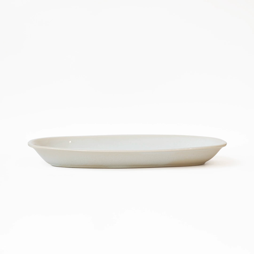 Stoneware Orta Kayık Tabak - İnci Beyaz