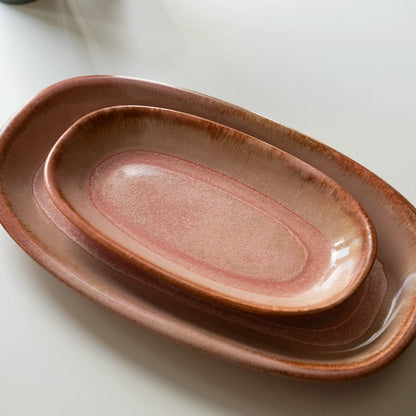 Stoneware Orta Kayık Tabak - Gonca Pembe