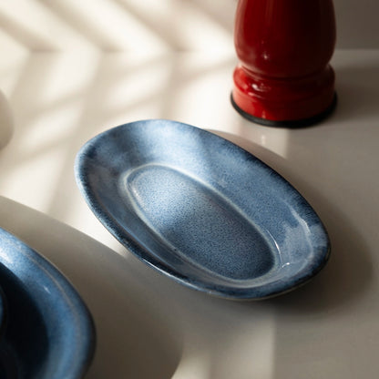Stoneware Küçük Kayık Tabak - Sayfi Mavi