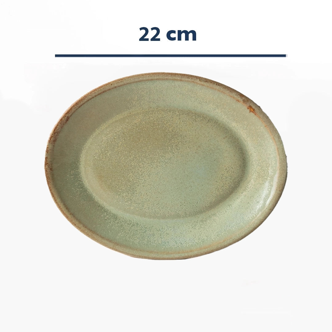 Stoneware Küçük Oval Tabak - Müdavim Yeşil