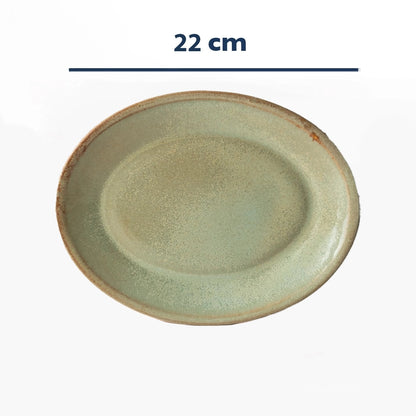 Stoneware Küçük Oval Tabak - Müdavim Yeşil