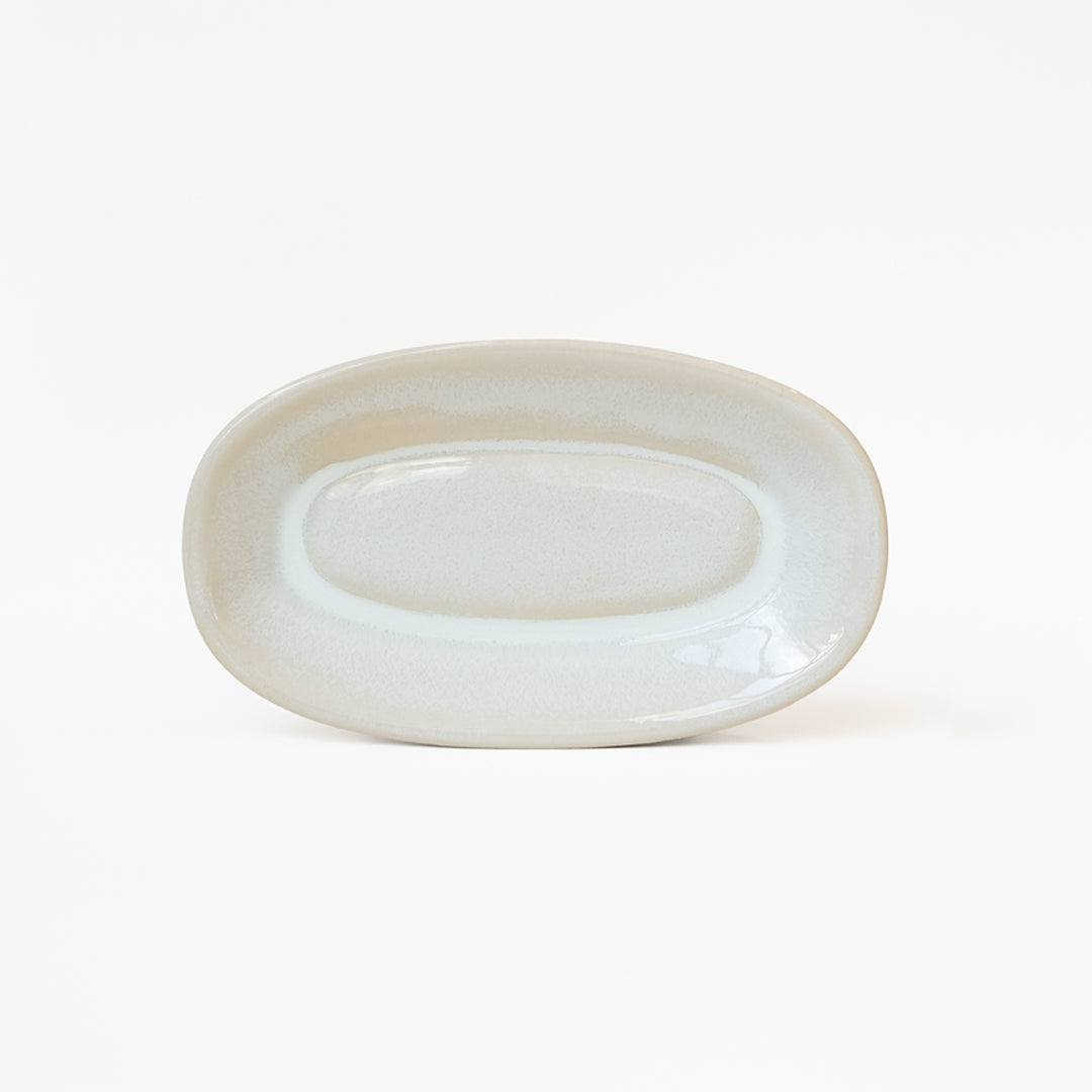 Stoneware Küçük Kayık Tabak - İnci Beyaz