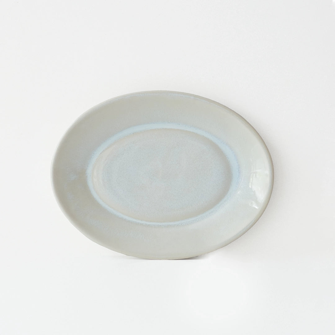 Stoneware Küçük Oval Tabak - İnci Beyaz