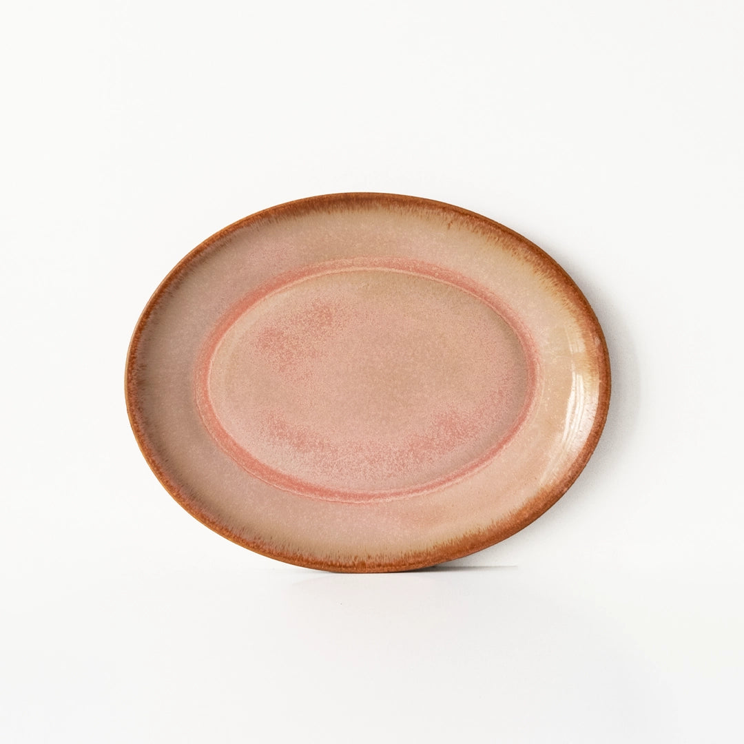 Stoneware Küçük Oval Tabak - Gonca Pembe