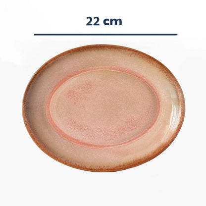 Stoneware Küçük Oval Tabak - Gonca Pembe