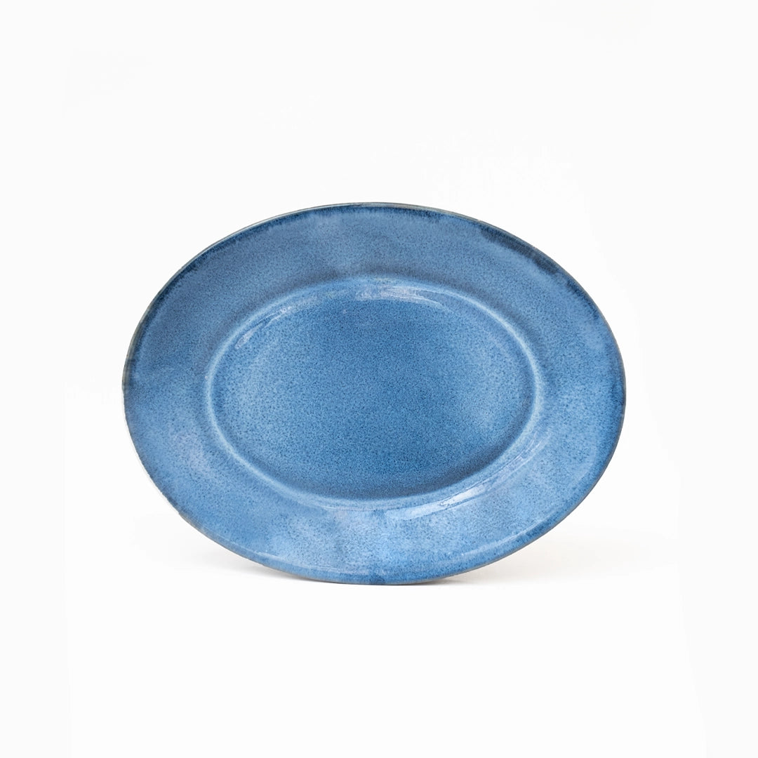 Stoneware Küçük Oval Tabak - Sayfi Mavi