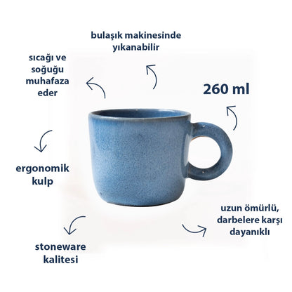 Stoneware Kupa - Sayfi Mavi