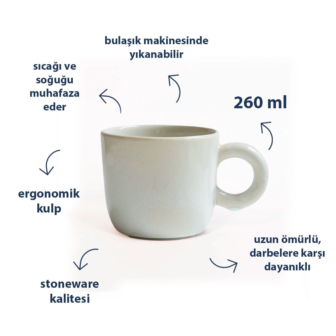 Stoneware Kupa - İnci Beyaz