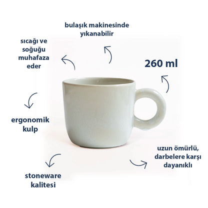 Stoneware Kupa - İnci Beyaz