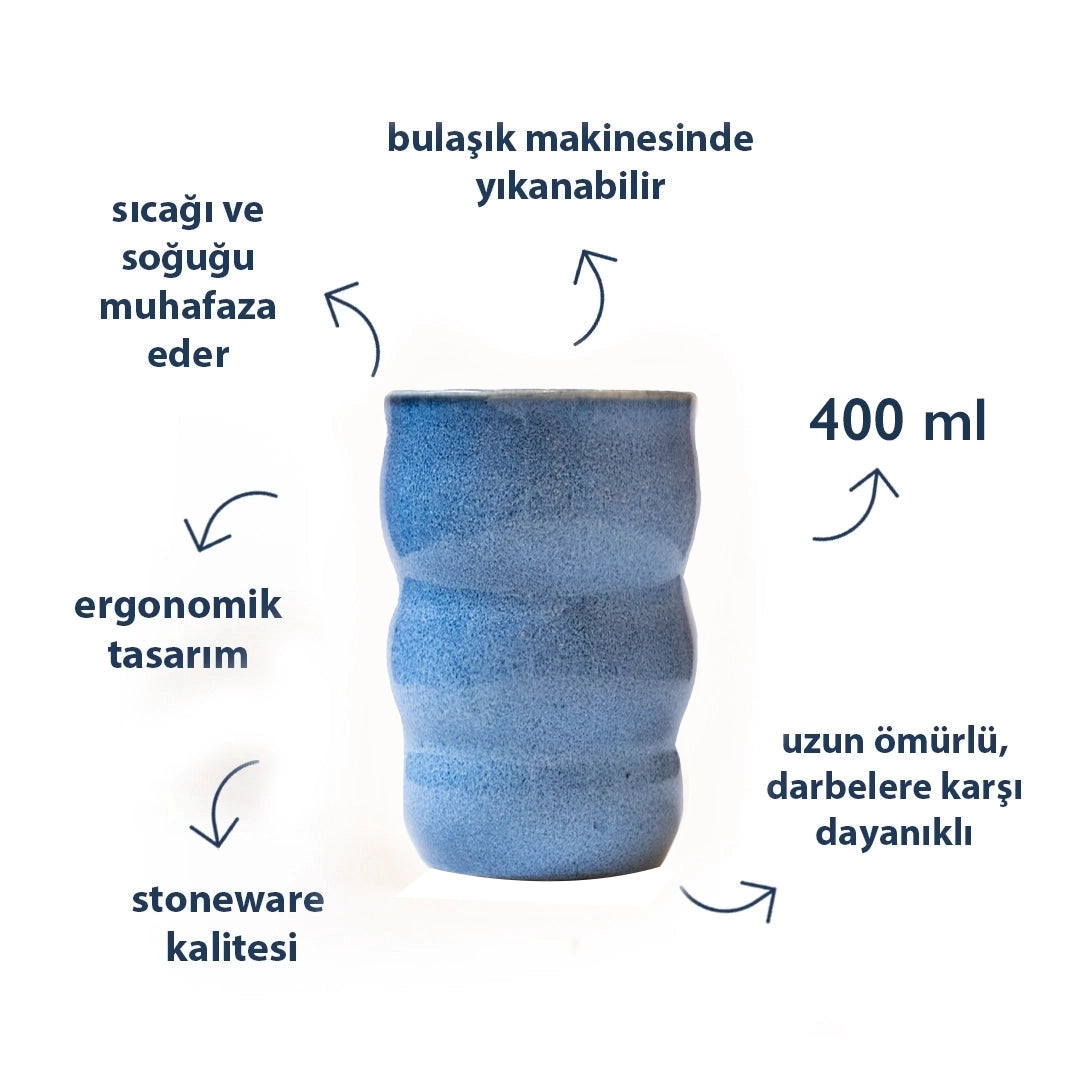 Stoneware Lungo Bardak - Sayfi Mavi