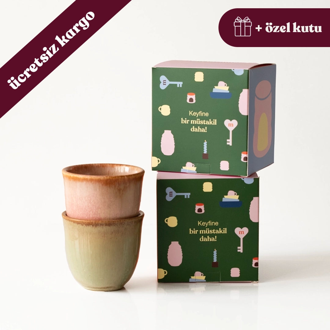 Paylaşım Ritüeli - İlk Kahve No.1: Müdavim Yeşil+Gonca Pembe Chawan Bardak