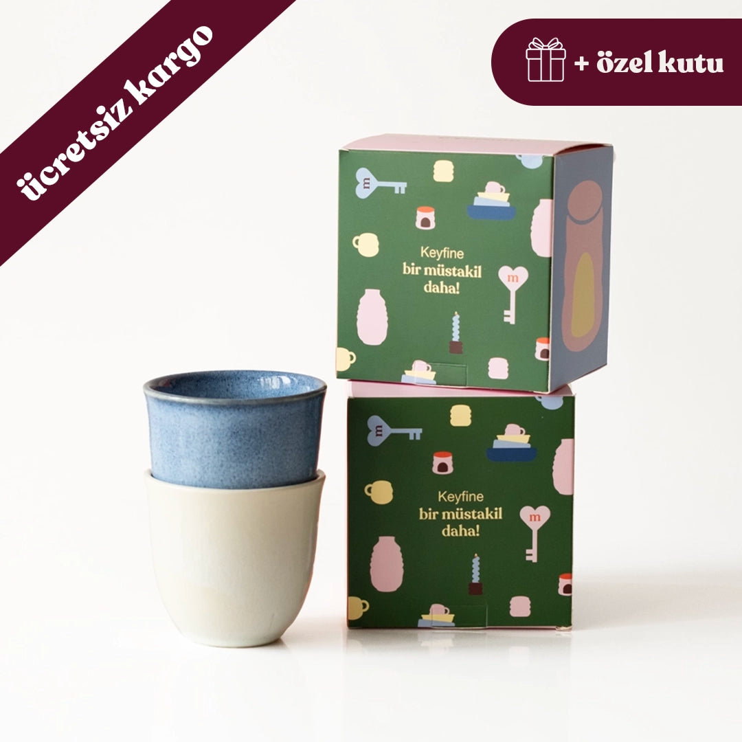 Paylaşım Ritüeli - İlk Kahve No.2: Sayfi Mavi+İnci Beyaz Chawan Bardak