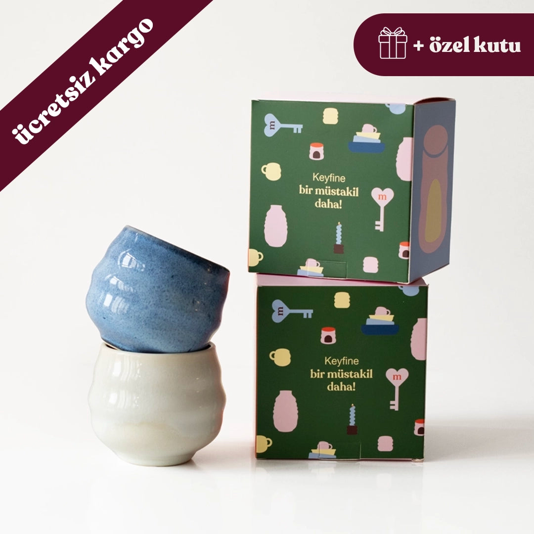 Paylaşım Ritüeli - Sabah Sessizliği No.2: Sayfi Mavi+İnci Beyaz Bardak