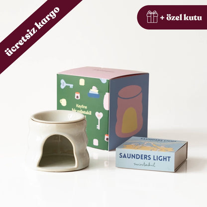 Dinginlik Ritüeli No.3: İnci Beyaz Buhurdanlık+Saunders Light Koku Barı