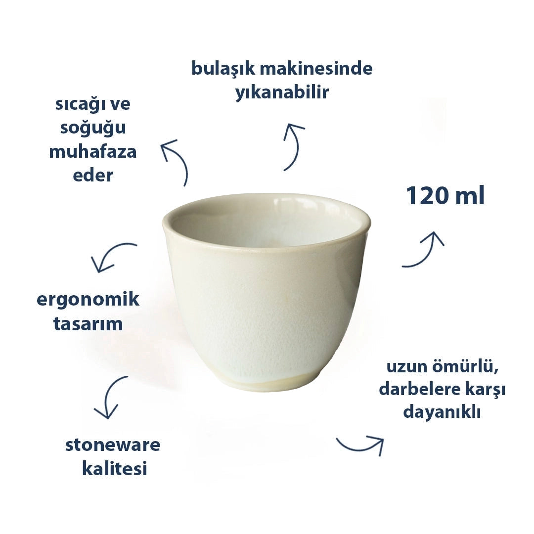 Stoneware Espresso Chawan - İnci Beyaz