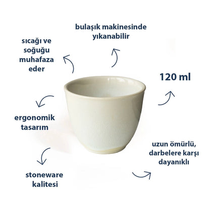 Stoneware Espresso Chawan - İnci Beyaz
