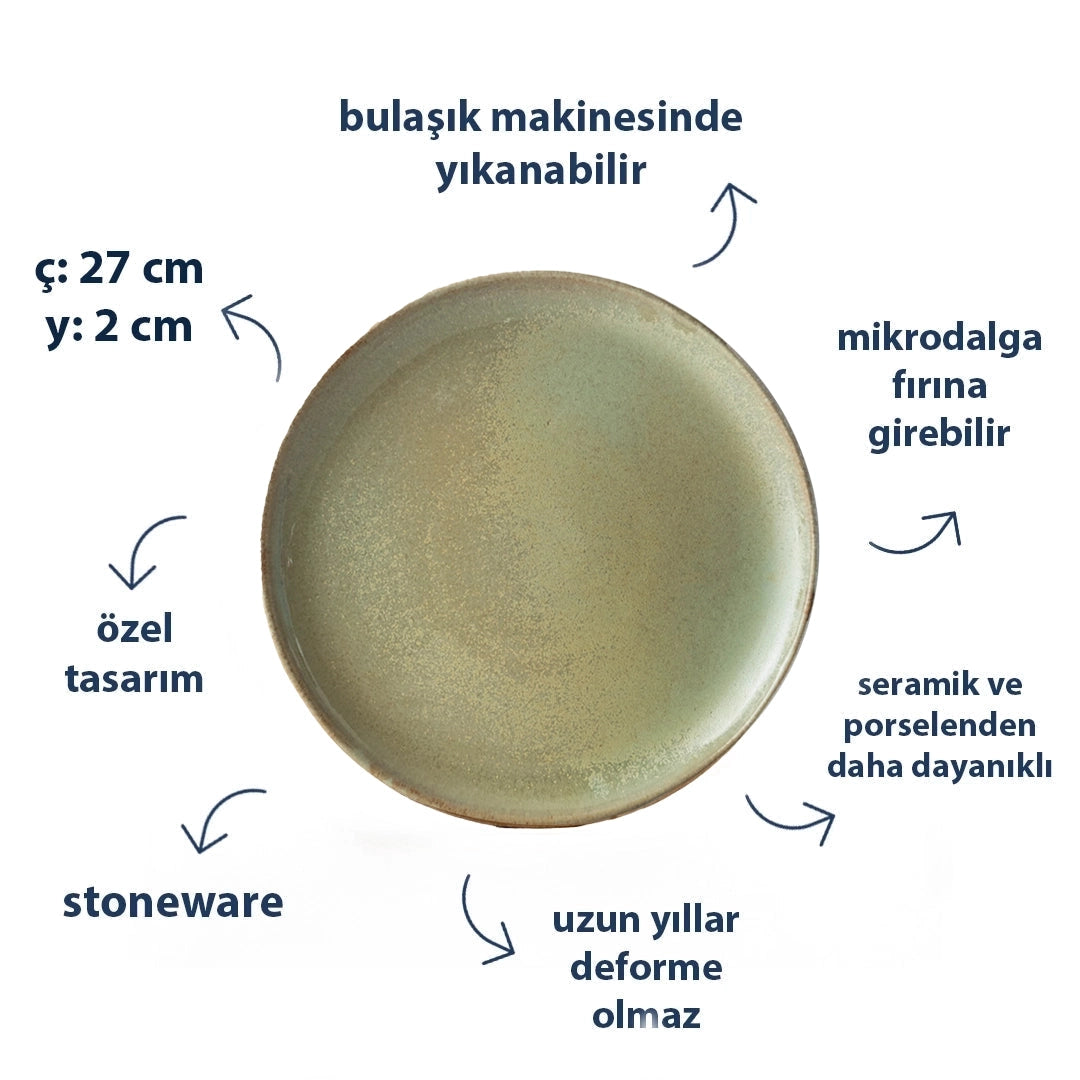 Stoneware Yemek Tabağı - Müdavim Yeşil