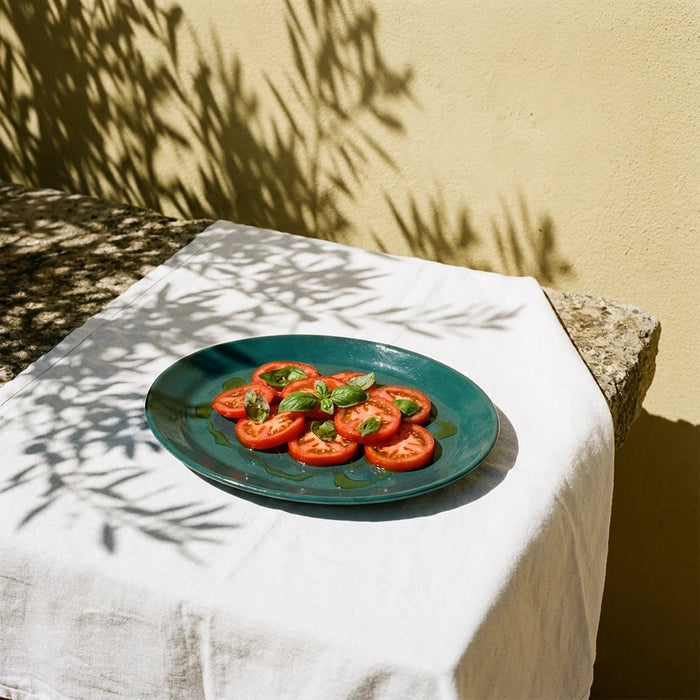Stoneware Orta Oval Tabak – Firuze Petrol Yeşili