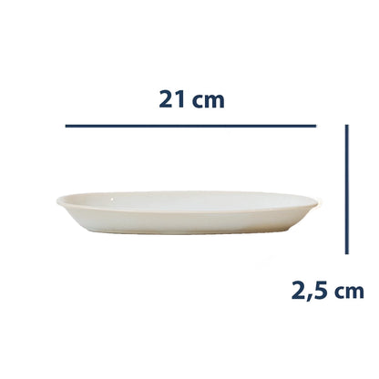 Stoneware Orta Kayık Tabak - İnci Beyaz