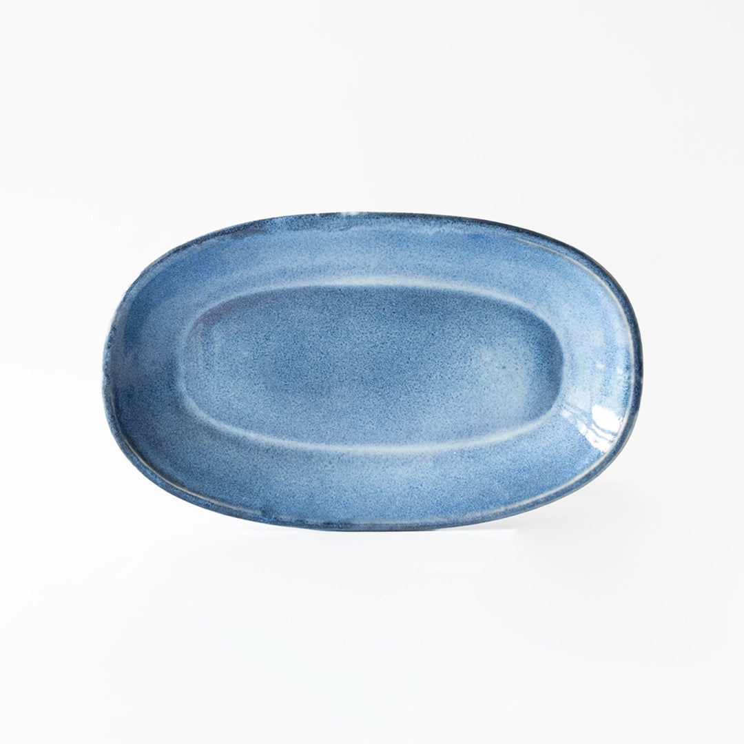 Stoneware Orta Kayık Tabak - Sayfi Mavi