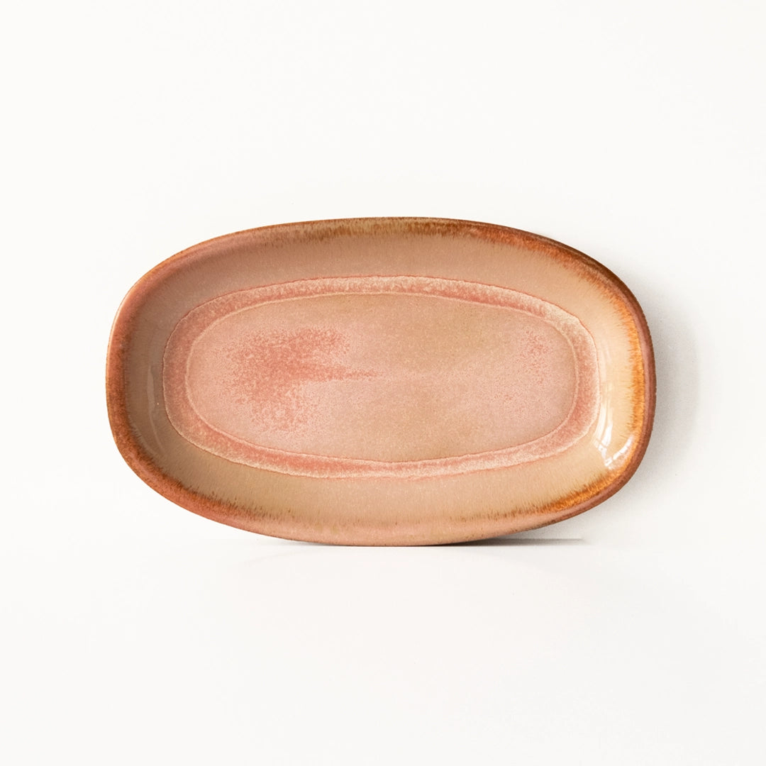 Stoneware Orta Kayık Tabak - Gonca Pembe