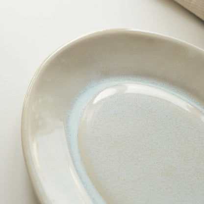 Stoneware Küçük Oval Tabak - İnci Beyaz