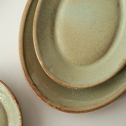 Stoneware Büyük Oval Tabak - Müdavim Yeşil